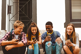 Teens with phones