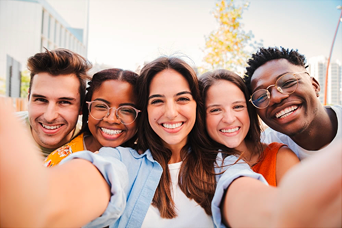 Young adults taking a selfie